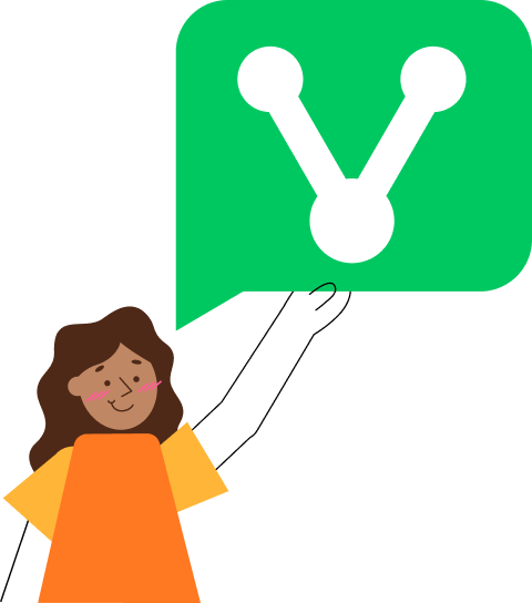 Imagem de uma menina mostrando o logo do vakinha