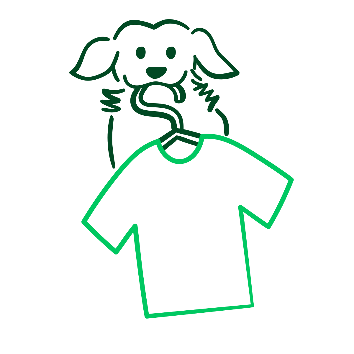 Cachorro segurando uma camisa