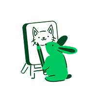 Imagem de um coelho pintando um gato