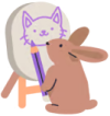 Imagem de um coelho pintando um gato