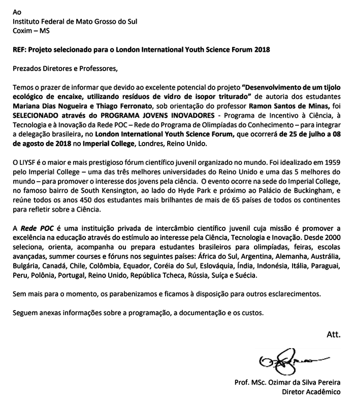 Convite oficial para a LIYSF