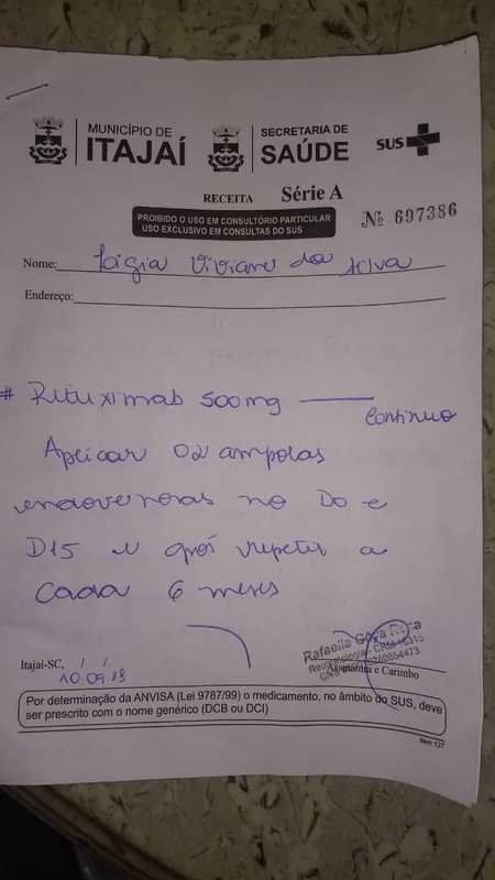 Receituário médico com tratamento da Lígia 