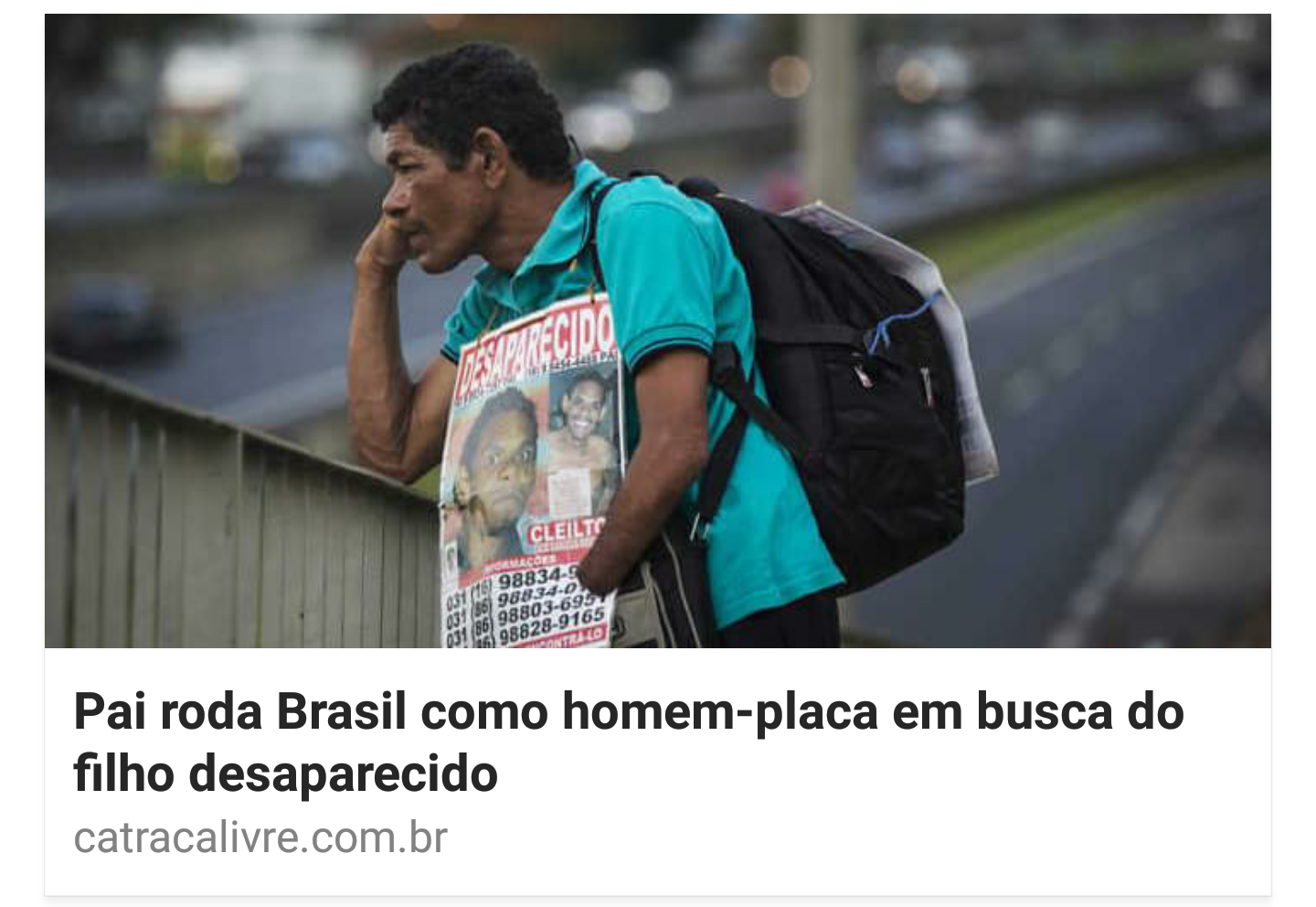 imagem da vaquinha Bora ajudar o Sr. José a encontrar seu filho