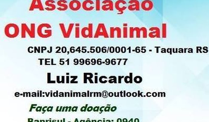 ajude a ong VidAnimal a sobreviver