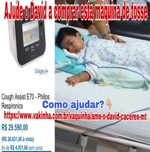 imagem da vaquinha Ame o David (MT) - Ajude o David a comprar uma máquina de tosse!