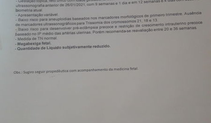 Ajudar na Gestação com feto com megabexiga fetal