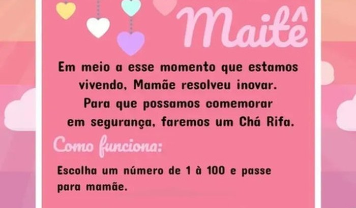 Chá rifa da Maitê | Vaquinhas online