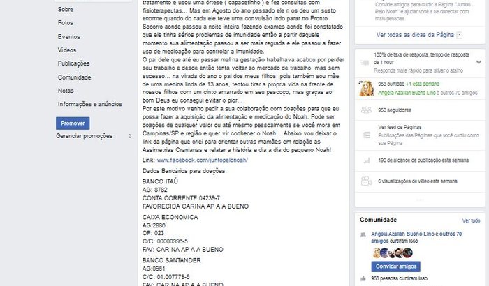 AJUDE NA ALIMENTAÇÃO DO PEQUENO NOAH 