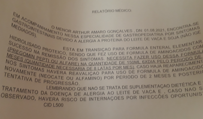 Compra do leite para APLV (Pregomin pepti)