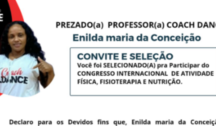 Ajuda para participar do Congresso Internacional de Atividade Física,  Fisioterapia e Nutrição.