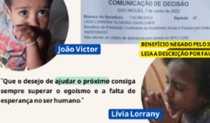 Ajude Livia Lorrany autista e o Bebê Victor Hugo.