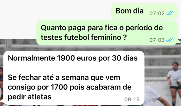 Periodo de Teste futebol feminino  europa 