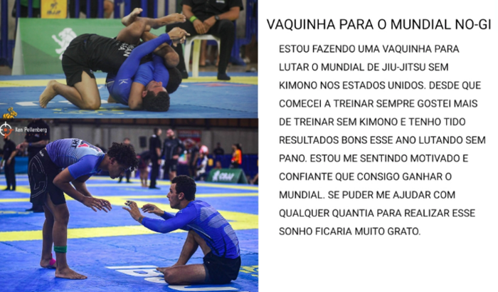 Vaquinha para o mundial de JIU-JITSU SEM KIMONO 