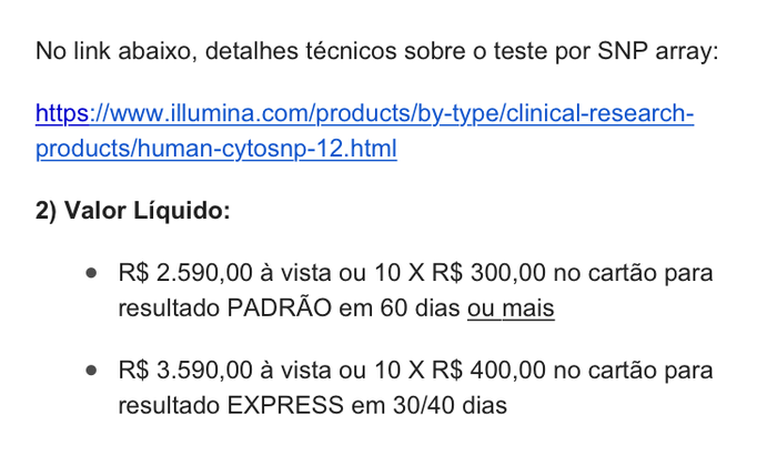 Exame SNP - Array- CGH