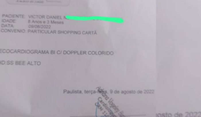 Ecocardiograma bidimensional com doppler colorido do Daniel