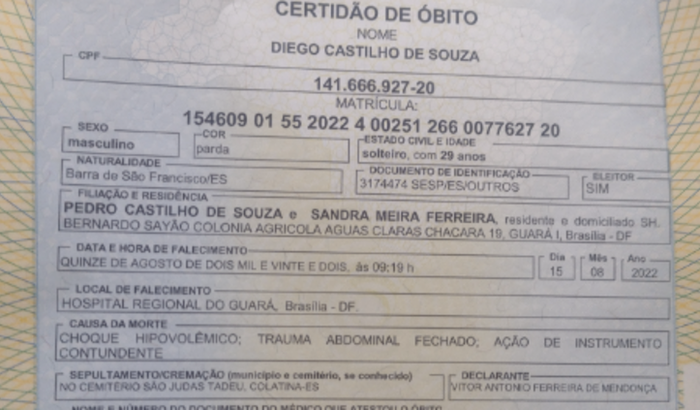 Translado Funerário Diego Castilho de Souza