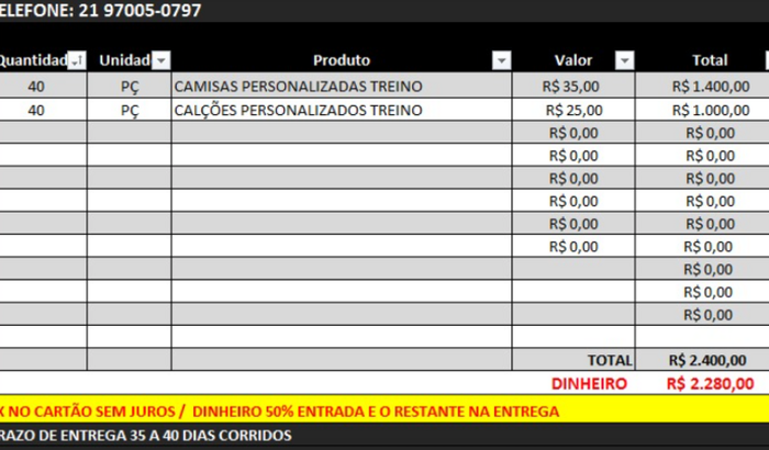 Confecção de uniformes para projeto social de futebol