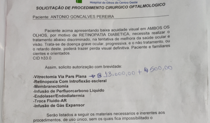 CARÁTER DE URGÊNCIA GRANDE RISCO DE PERDA DEFINITIVA DA VISÃO