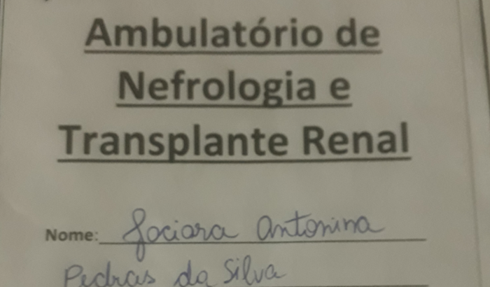 Ajudar hemodiálise Jaciara Antonina Pedras Da Silva