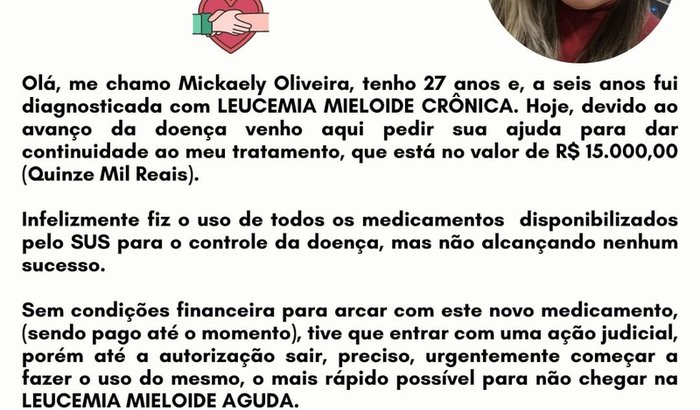 me ajude a comprar meu remédio para minha LMC