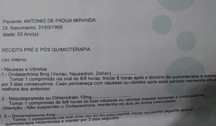 tratamento de cancer do meu pai