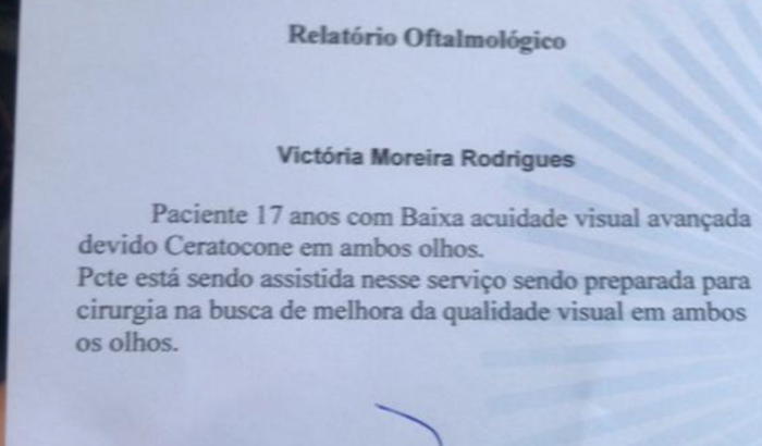 Cirurgia ceratocone ambos olhos perca 80% da visão