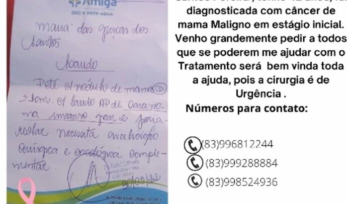 Ajuda para tratamento de câncer de mama. 