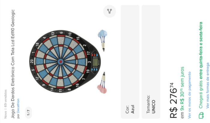 Jogo de dardos eletrônico