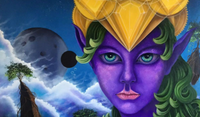 Série de 10 telas pintura a óleo tema Alienígena 