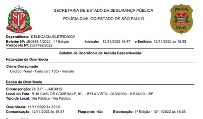 Tive moto furtada e gostaria de ajuda para substituí-la
