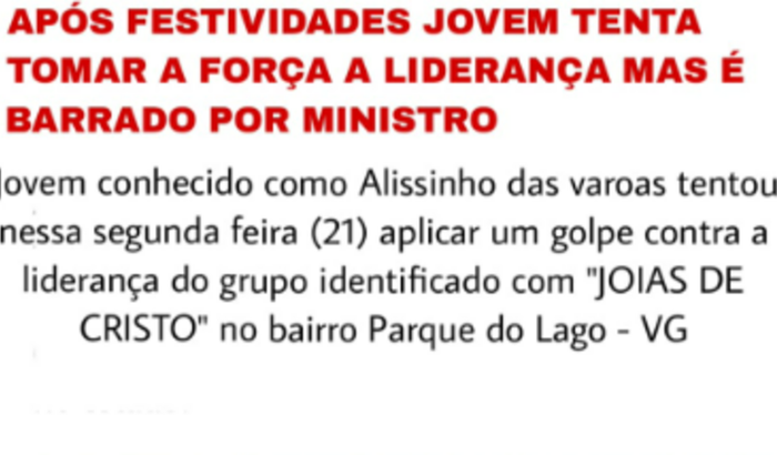 Destituindo a liderança do Joias de Cristo