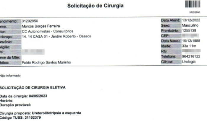 Cirurgia litiase renal bilateral urgente