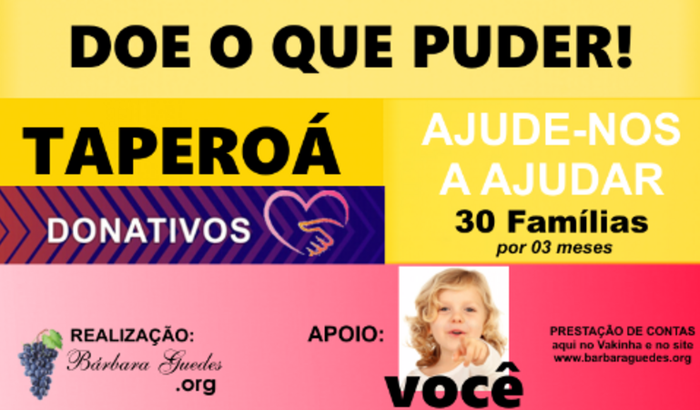 AJUDA URGENTE PARA 30 FAMÍLIAS – ALIMENTOS PARA 03 MESES