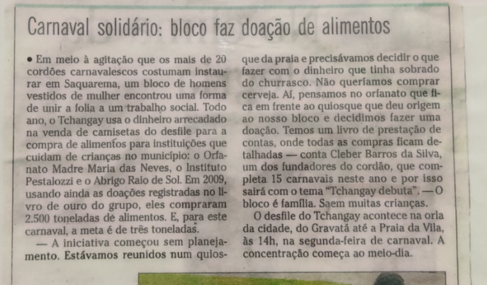 Carnaval, alegria e solidariedade 