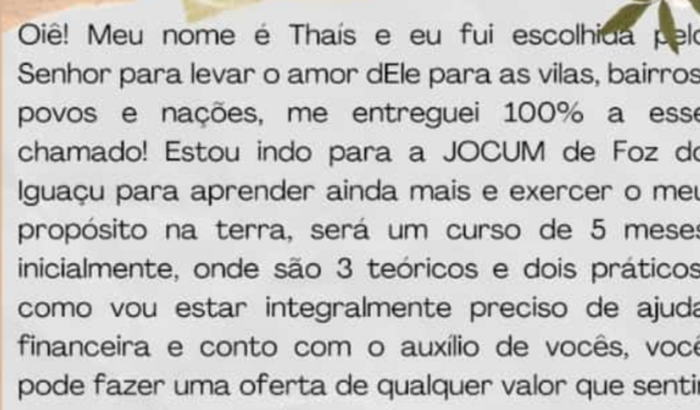 Thais indo para jocum