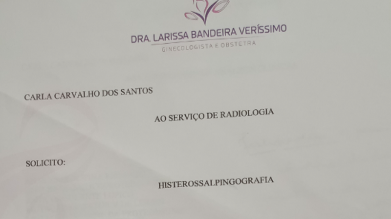 Exame de radiografia das trompas