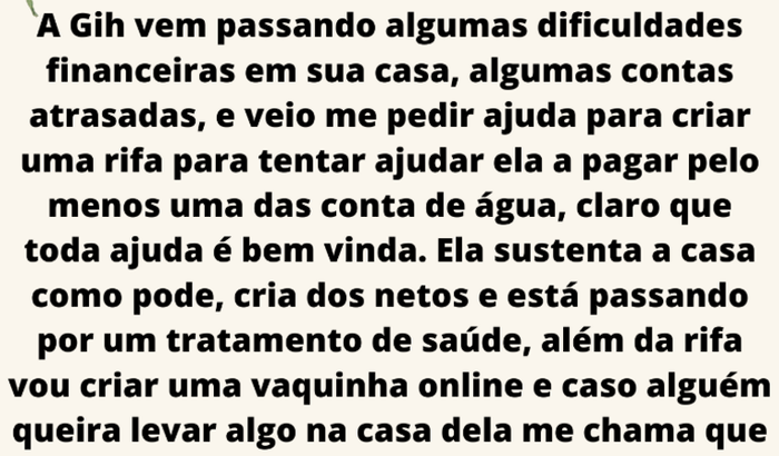 Vaquinha solidária da Gih