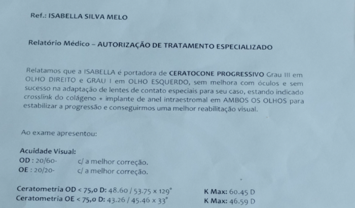 Cirurgia Crosslink e anel de Ferrera estou com Ceratocone grau 3 e preciso urgente da Cirurgia