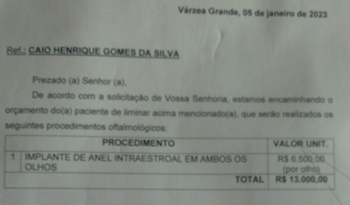 Cirurgia Oftalmológica em Prol do Caio