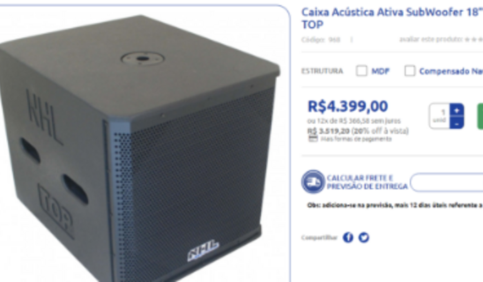 PARA REMIX - Caixa Acústica Ativa SubWoofer 18" 1500W SW18.1500A TOP