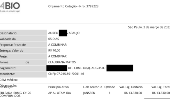 Remédio para tratamento de câncer