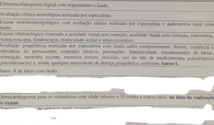 Exames obrigatório 