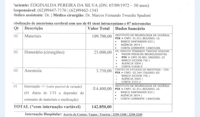 Cirurgia pra aneurisma cerebral