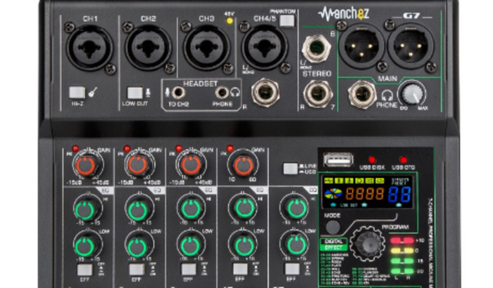 Mesa de áudio com interface ManchezG7 + Microfone Vedo BM800 XRL