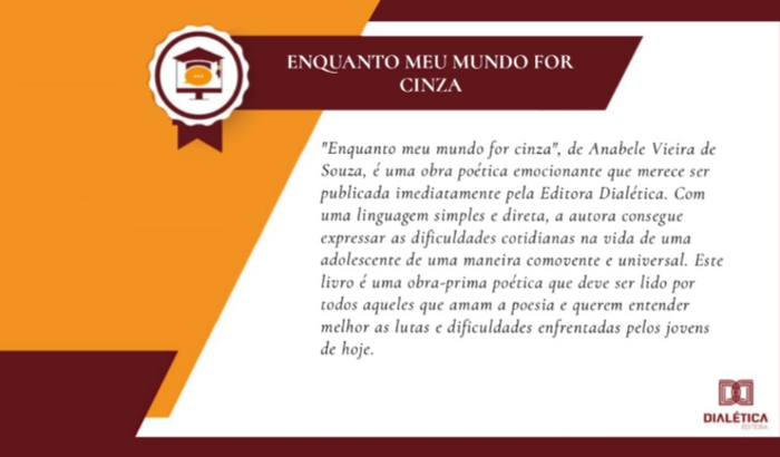 Publicar meu livro "Enquanto meu mundo for cinza".