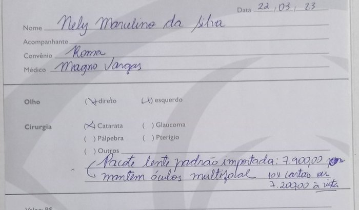 Cirurgia da catarata da minha mãe