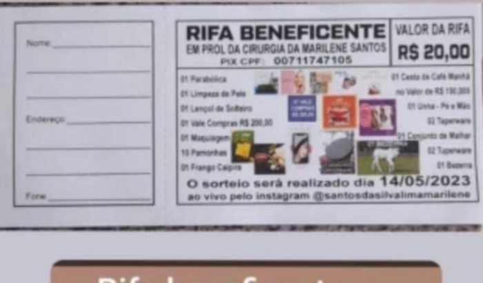 Rifa beneficente.cirurgia de 2 nódulo na tireóide 