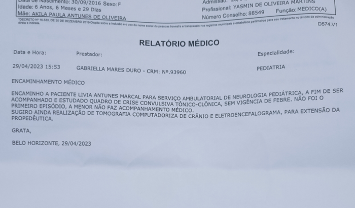 Ajuda para passar minha filha no neuro petiatra