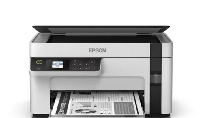 Impressora multifuncional Epson EcoTank M2120 com wifi branca e preta 100V/240V ET-M2120