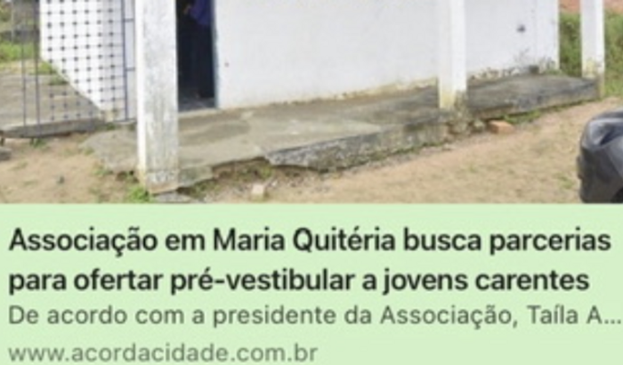 CURSINHO PRÉ-VESTIBULAR GRATUITO MARIA QUITÉRIA